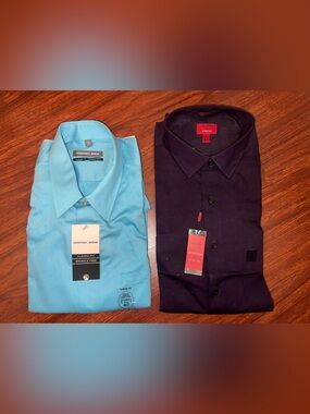 Alfani Men’s Aqua Polo & Navy Button-Down Duo